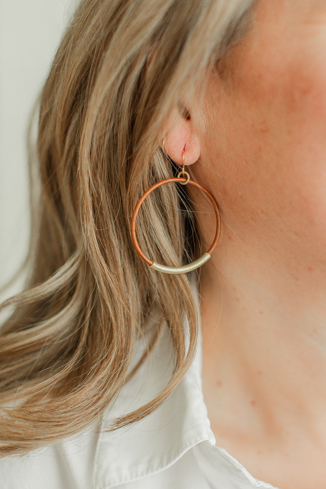 Leather Bar Hoops