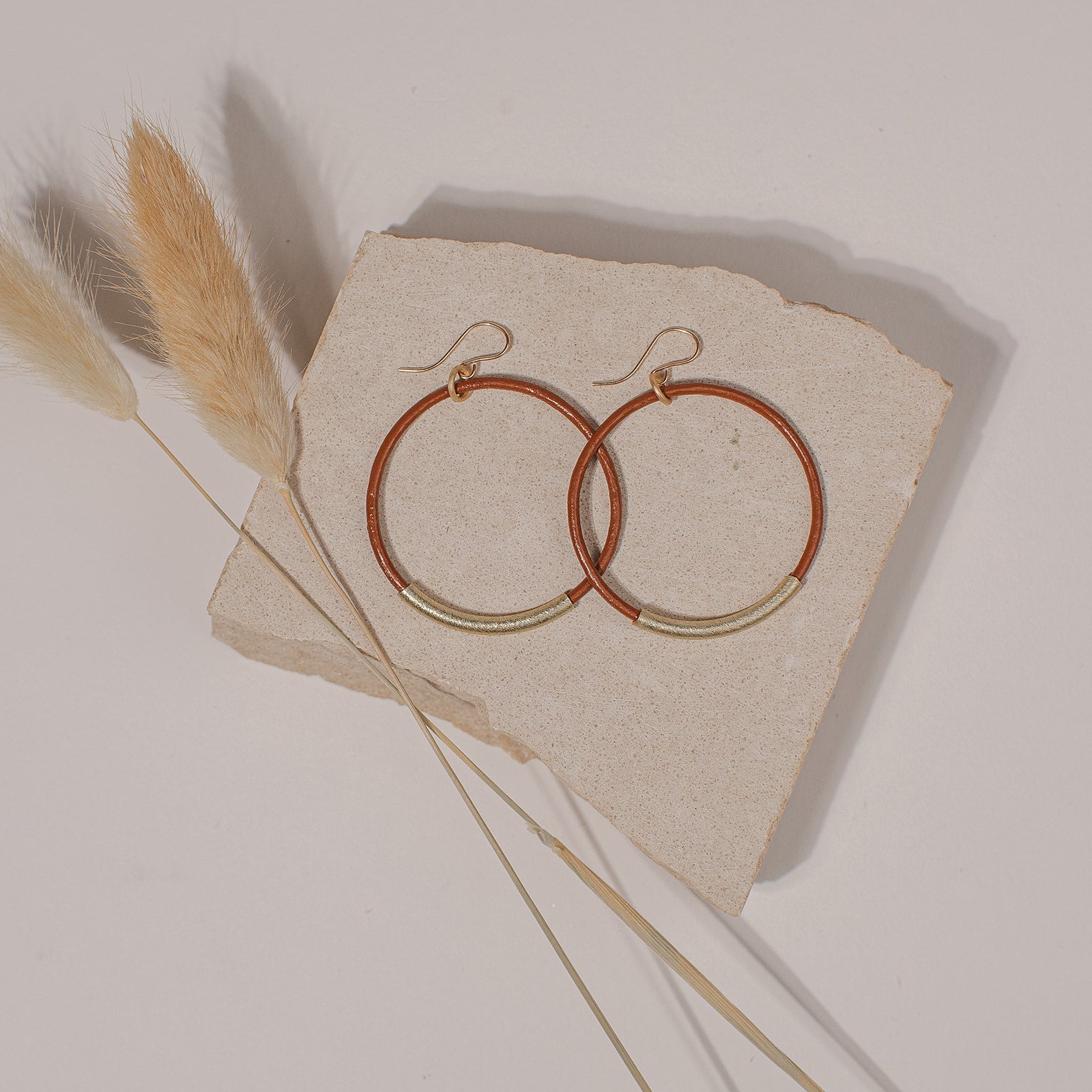 Leather Bar Hoops