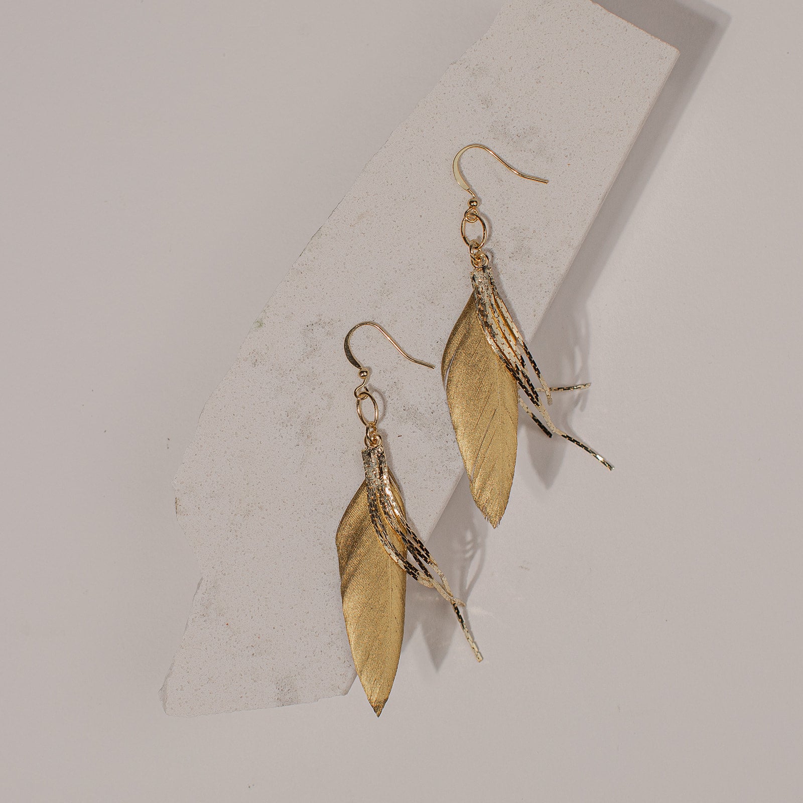 Gold Feather Earrings