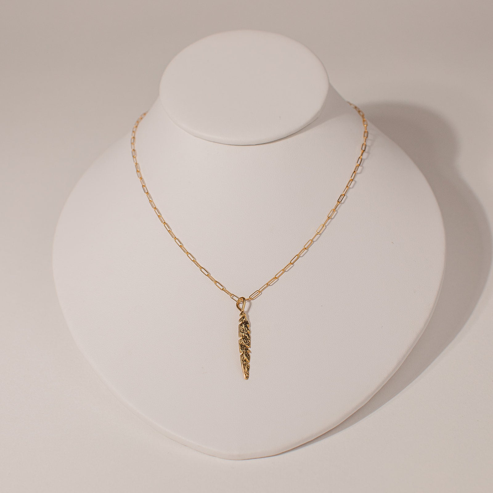 Feather paperclip necklace