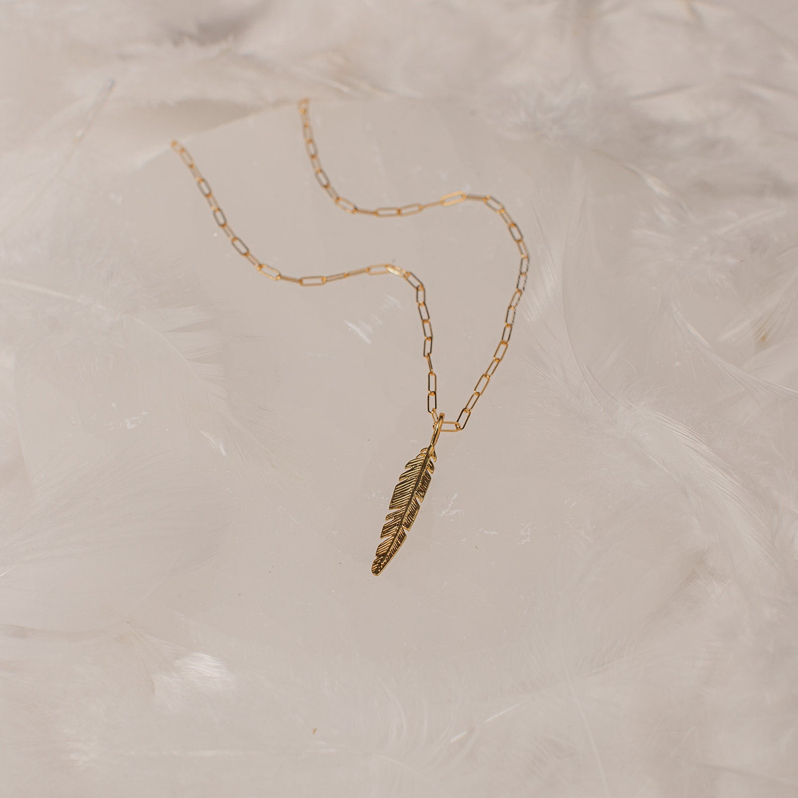 Feather paperclip necklace