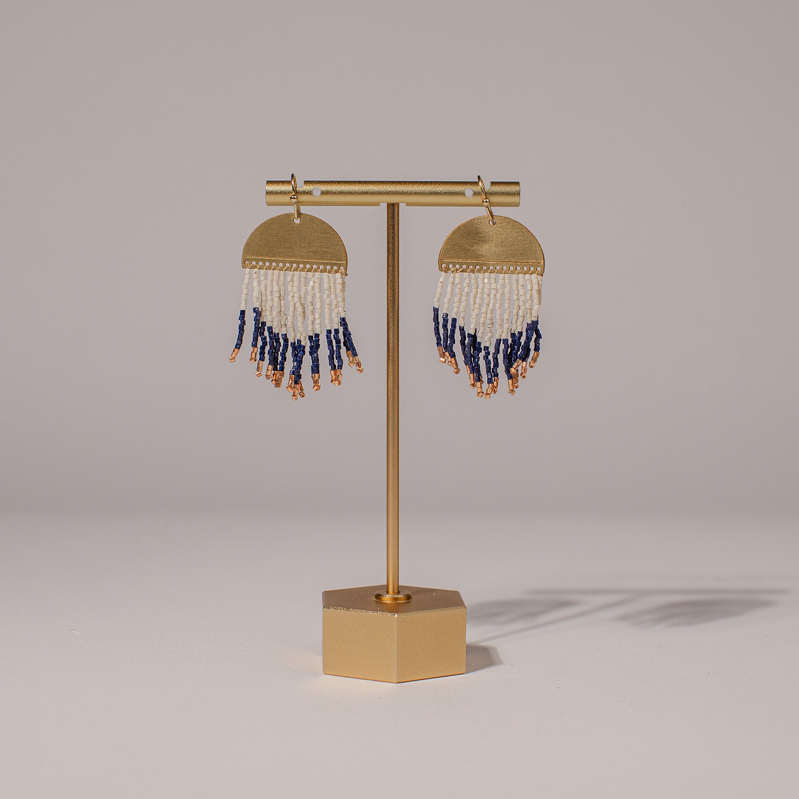 Navy Fringe Earrings