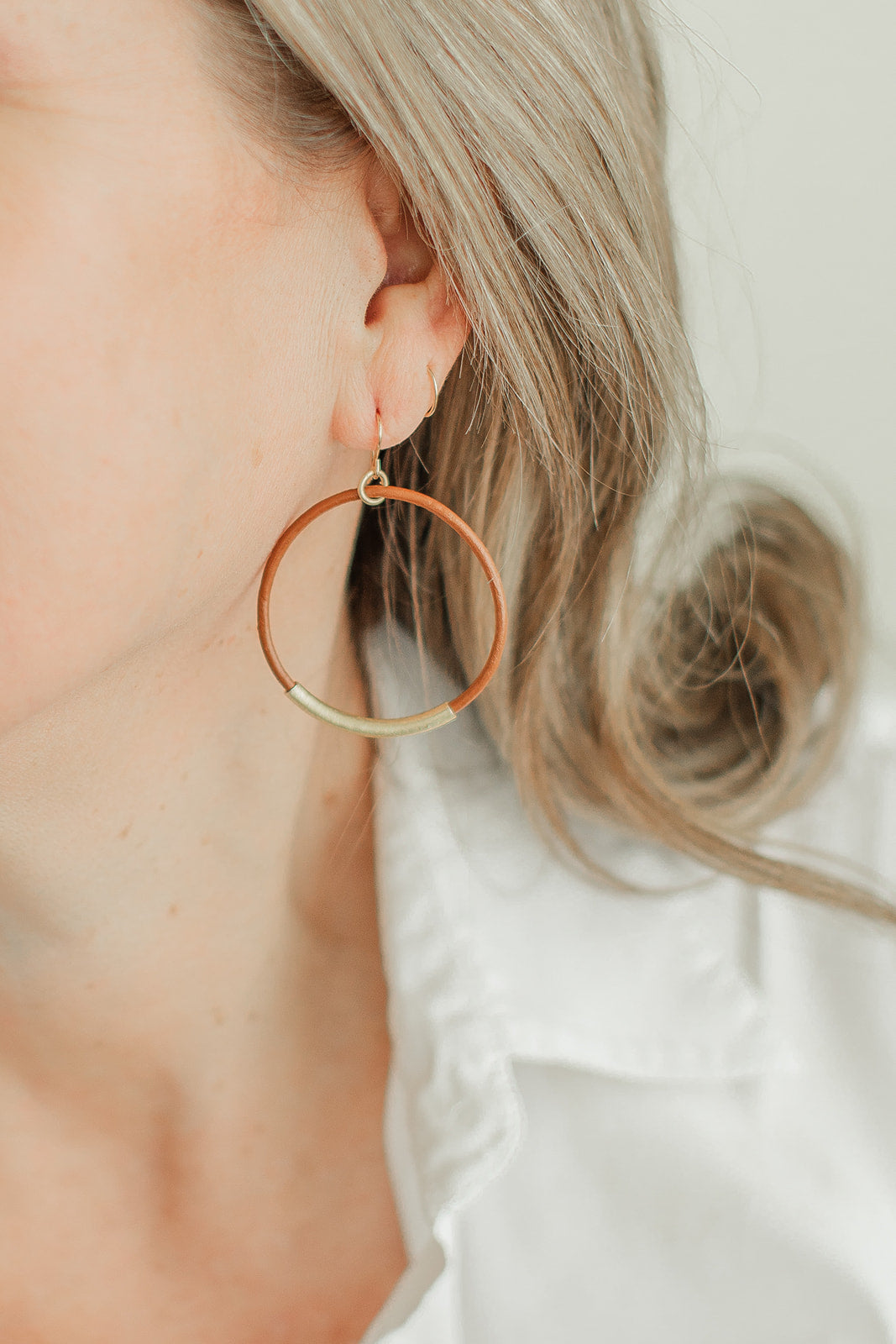 Leather Bar Hoops