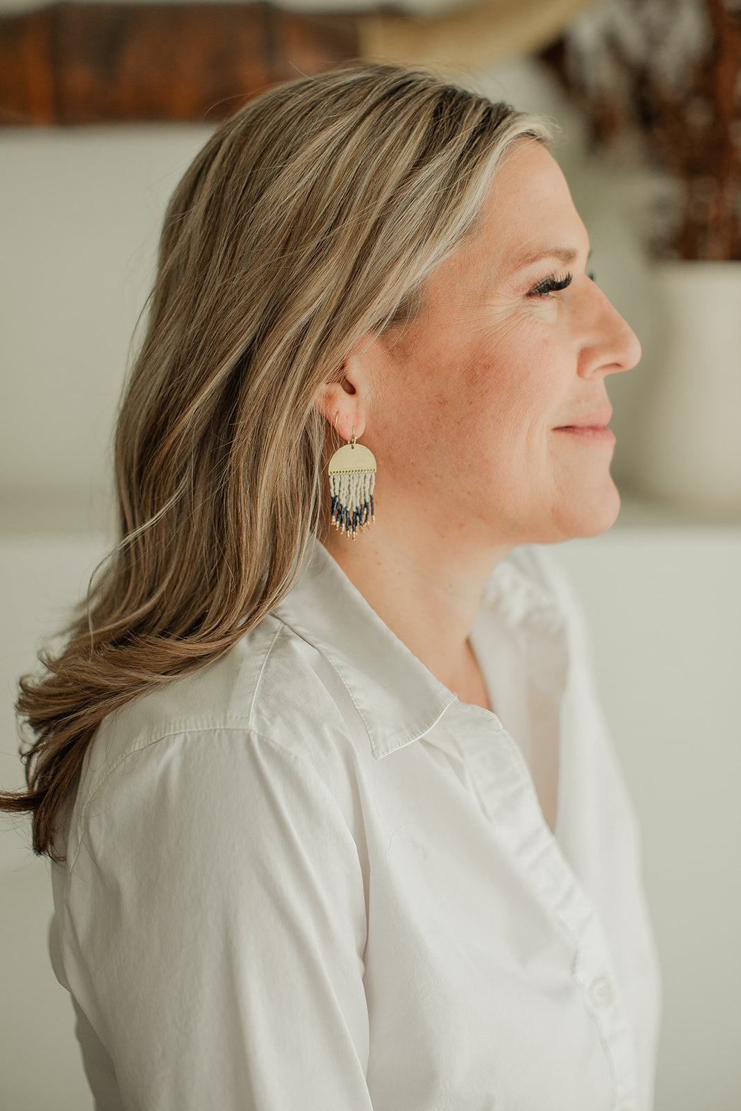 Navy Fringe Earrings