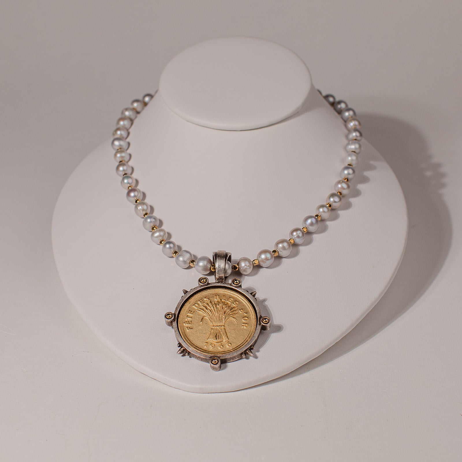 French wheat festival coin necklace